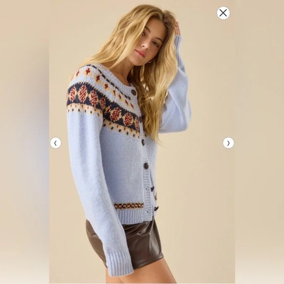 Altar'd State Light Blue Fair Isle Cardigan - Picture 3 of 8
